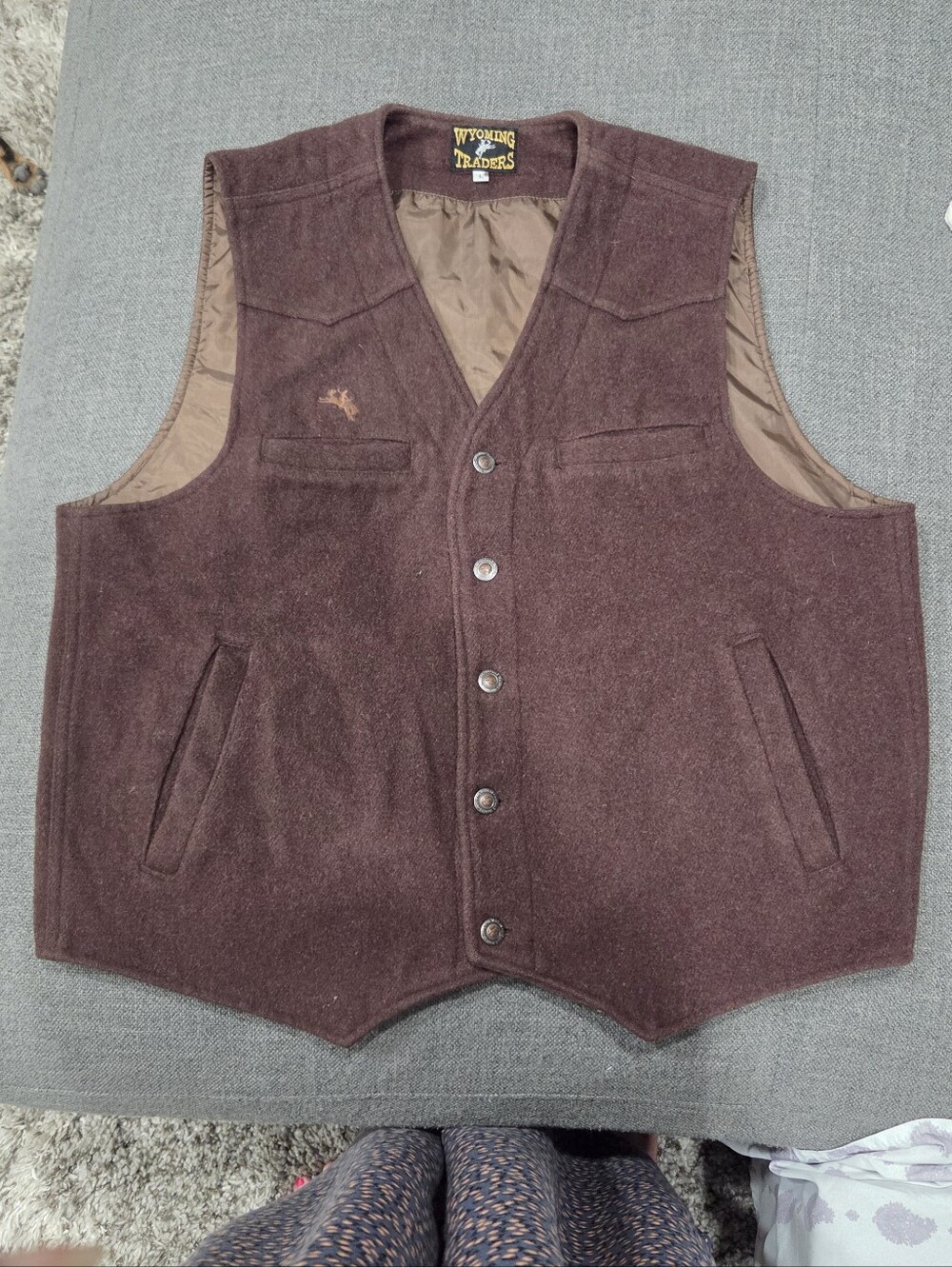 Wyoming Traders Men's Brown 100% Wool-Blend Western Cowboy  Vest